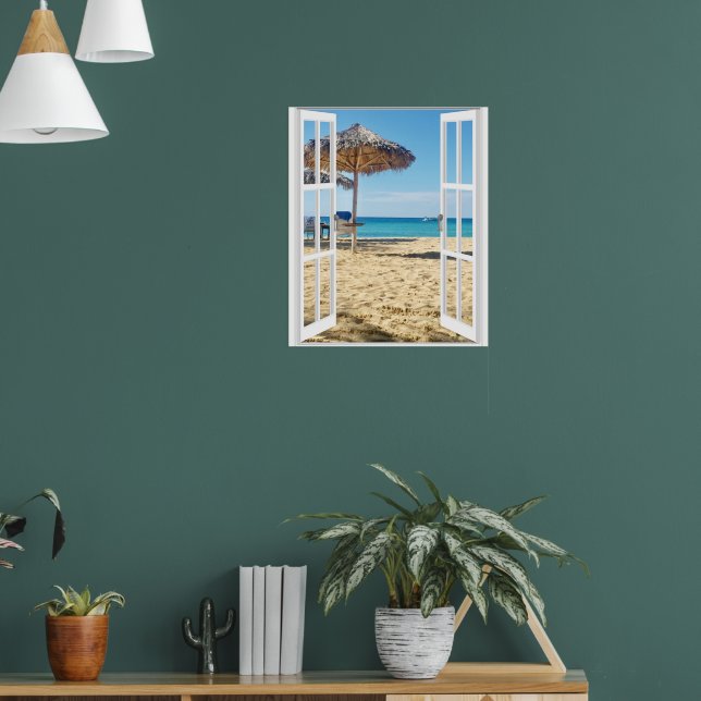 Window View Sun Sea Tropical Beach  Poster (Living Room 1)