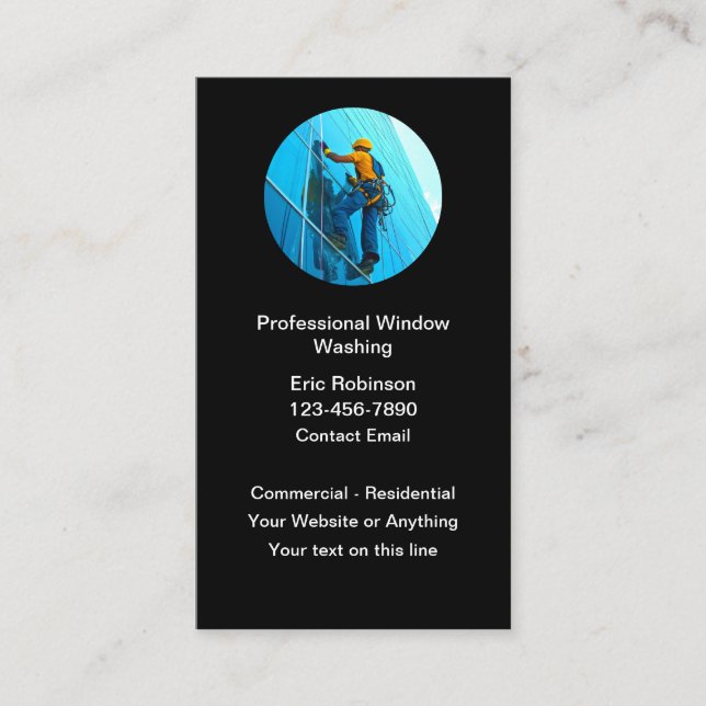 Window Washing Professional Residential Commercial Business Card (Front)