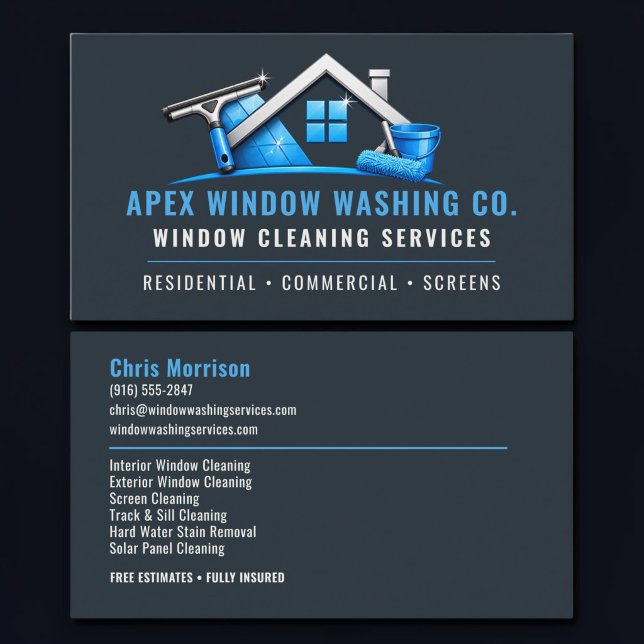 Window Washing Professional Services Business Card (Creator Uploaded)