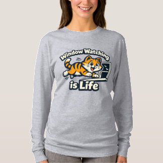 Window Watching is Life – Curious Cat Jump T-Shirt