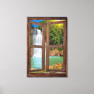 "Window Waterfall View" Canvas Print