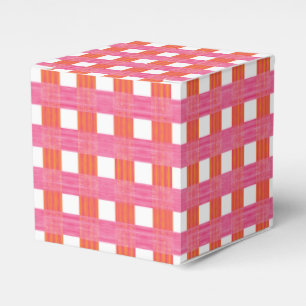 Windowpane Weave Gingham in Pink and Orange Favour Box
