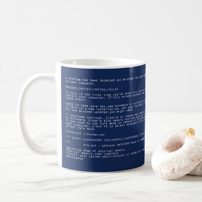 Windows Blue Screen Of Death Mug (With Donut)