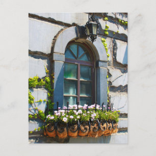 WINDOWS DOORS FLOWERS BUILDING POSTCROSSING POSTCARD