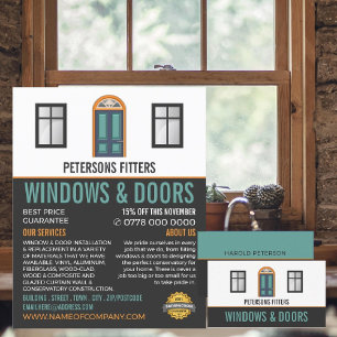 Windows & Doors, Window & Door Fitter Company Business Card
