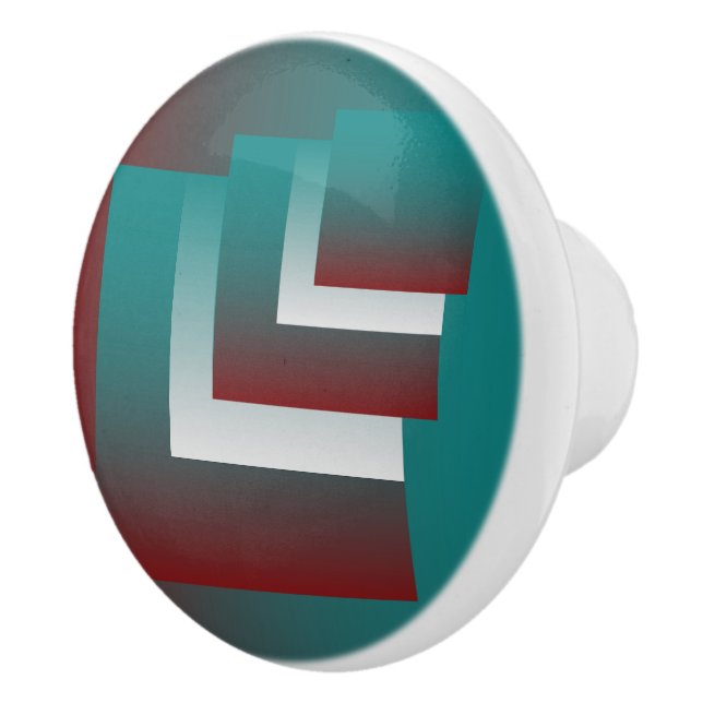 Windows in teal burgundy white ceramic knob (Right)
