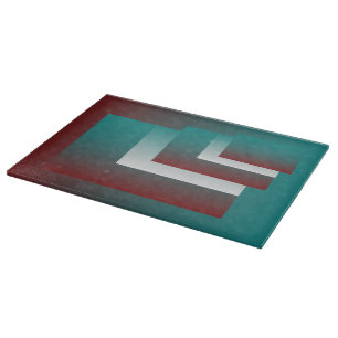 Windows in teal burgundy white cutting board