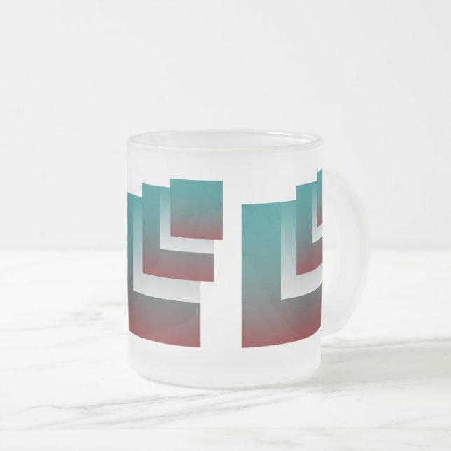 Windows in teal burgundy white frosted glass coffee mug (Front Right)