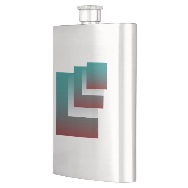 Windows in teal burgundy white hip flask (Left)