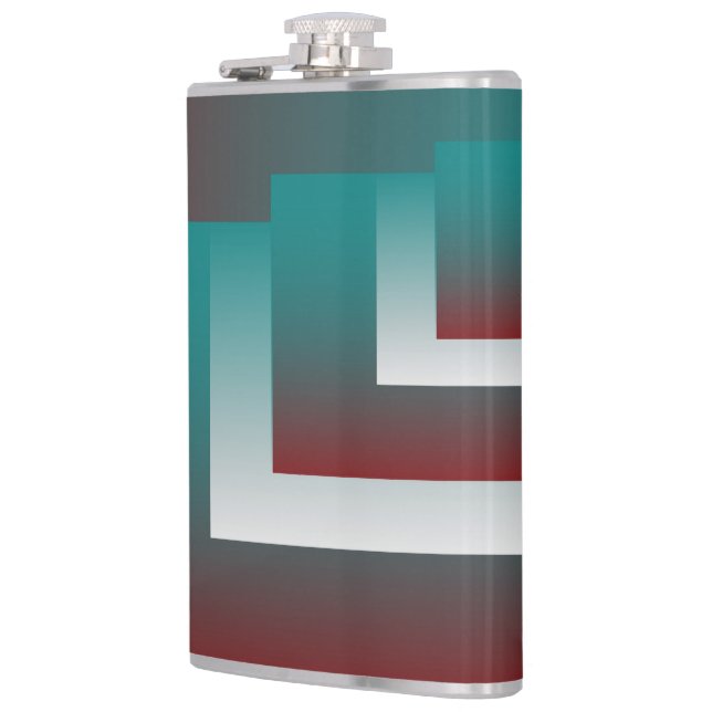 Windows in teal burgundy white hip flask (Left)