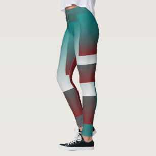 Windows in teal burgundy white leggings