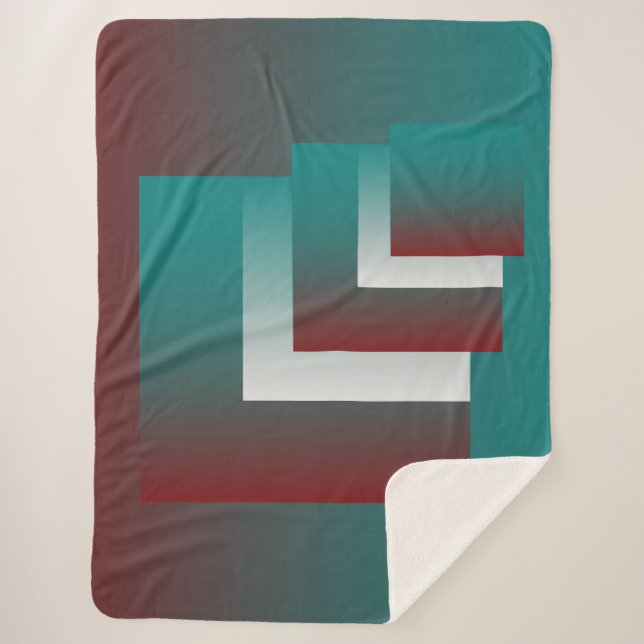 Windows in teal burgundy white sherpa blanket (Front)