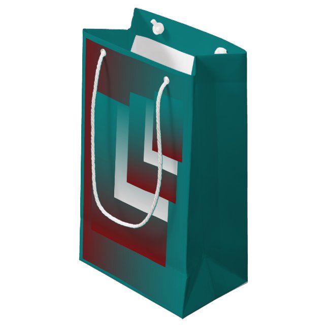 Windows in teal burgundy white small gift bag (Front Angled)