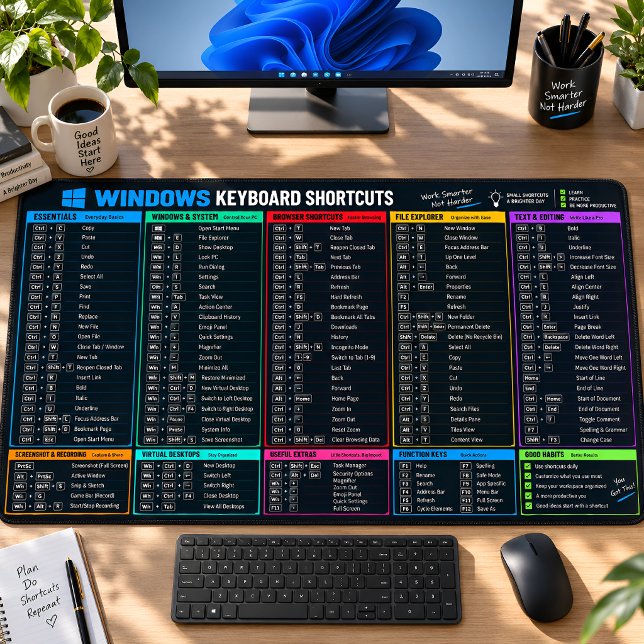 Windows Keyboard Shortcuts Cheat Sheet Desk Mat (Creator Uploaded)