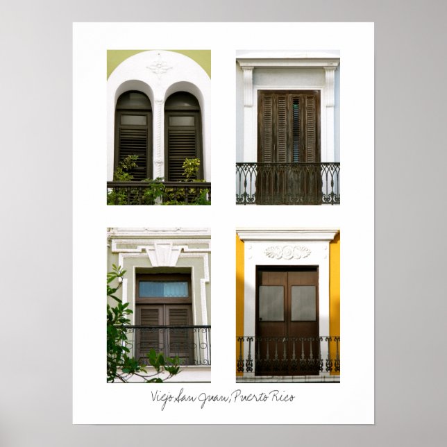 Windows Of Old San Juan, Puerto Rico Poster (Front)