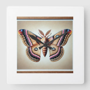 Windowwinged moth 121024IREF249 - Watercolor Square Wall Clock