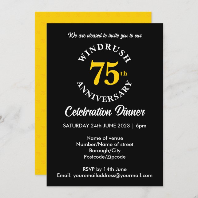 Windrush 75th Anniversary  Invitation (Front/Back)