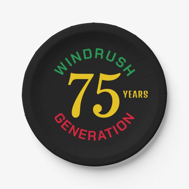 Windrush 75th Anniversary Paper Plate (Front)