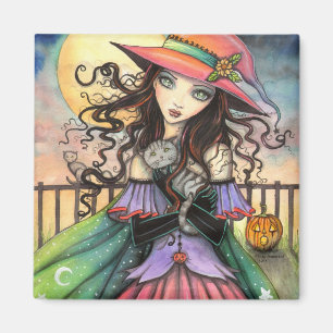 Winds of Halloween Witch Fantasy Art Magnet