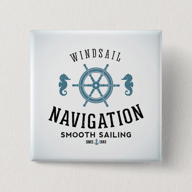 Windsail Navigation Poster 15 Cm Square Badge (Front)