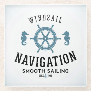 Windsail Navigation Poster Glass Coaster