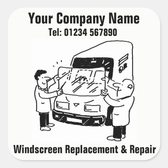 Windscreen Replacement & Windshield Repairs Square Sticker (Front)