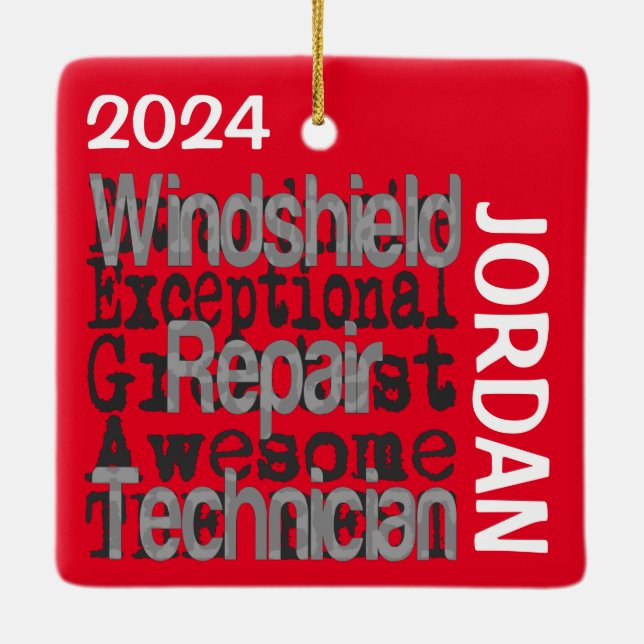 Windshield Repair Technician Extraordinaire CUSTOM Ceramic Ornament (Back)
