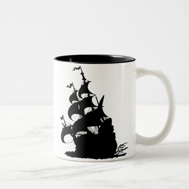 Windship Bends Before a Fresh Breeze Two-Tone Coffee Mug (Right)