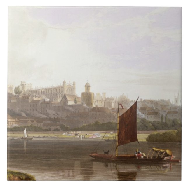 Windsor Castle from the River Meadow on the Thames Tile (Front)