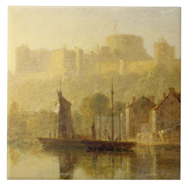 Windsor Castle from the Thames (oil on millboard) Tile (Front)