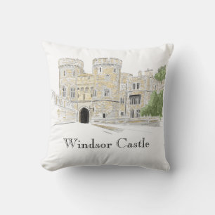 Windsor Castle Iconic Landmark Illustration Cushion