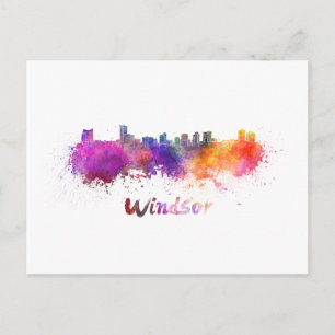 Windsor skyline in watercolor postcard
