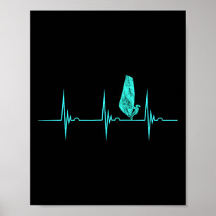 Windsurfer Heartbeat Ekg Pulse Water Sport Windsur Poster