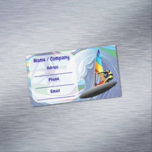 WindSurfer on Big Ocean Waves Magnetic Business Card