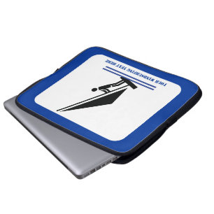 Windsurfer on board black, blue windsurfing custom laptop sleeve