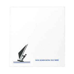 Windsurfer on board black, blue windsurfing custom notepad