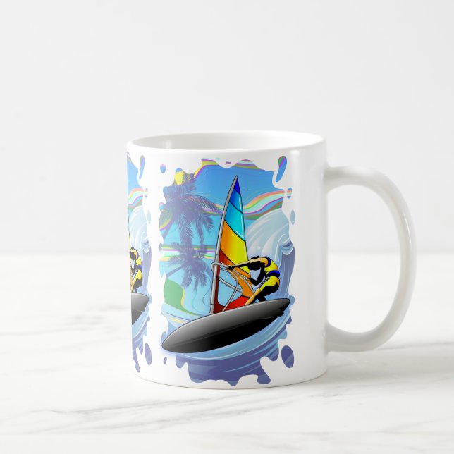 WindSurfer on Ocean Waves Classic White Mug (Right)