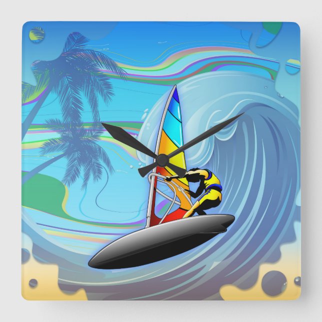 WindSurfer on Ocean Waves Wall Clock (Front)