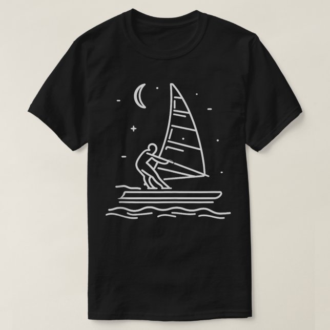Windsurfer One Line Drawing Windsurfing Fan  T-Shirt (Design Front)