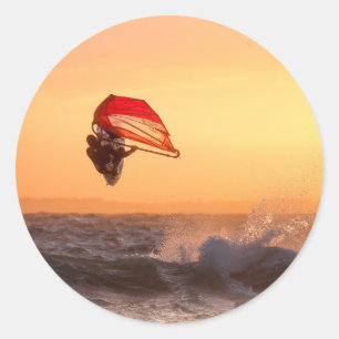 Windsurfing At Sunset Surfer Classic Round Sticker