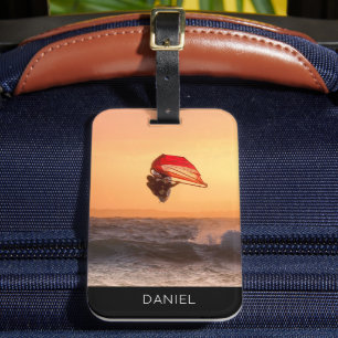 Windsurfing At Sunset Surfer Personalised Custom Luggage Tag