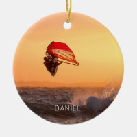 Windsurfing At Sunset Surfer Sailboarding