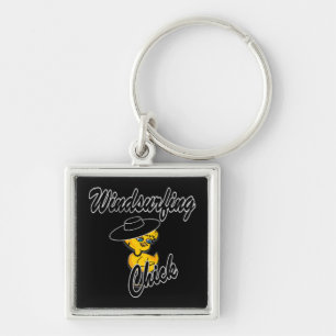 Windsurfing Chick #4 Key Ring