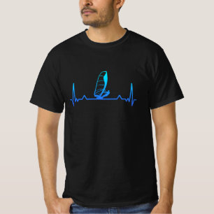 Windsurfing Heartbeat Line Dad Gift T-Shirt