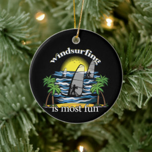 Windsurfing Is Most Fun Ceramic Tree Decoration