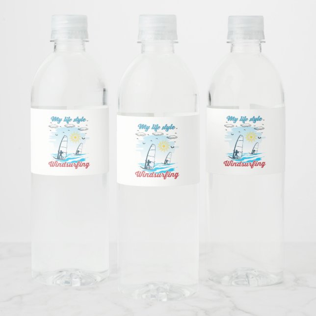 Windsurfing Is My Life Style Water Bottle Label (Bottles)