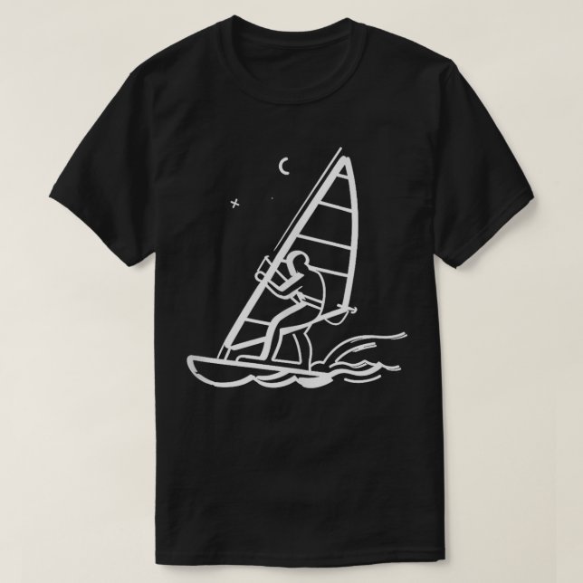 Windsurfing Line Art  T-Shirt (Design Front)