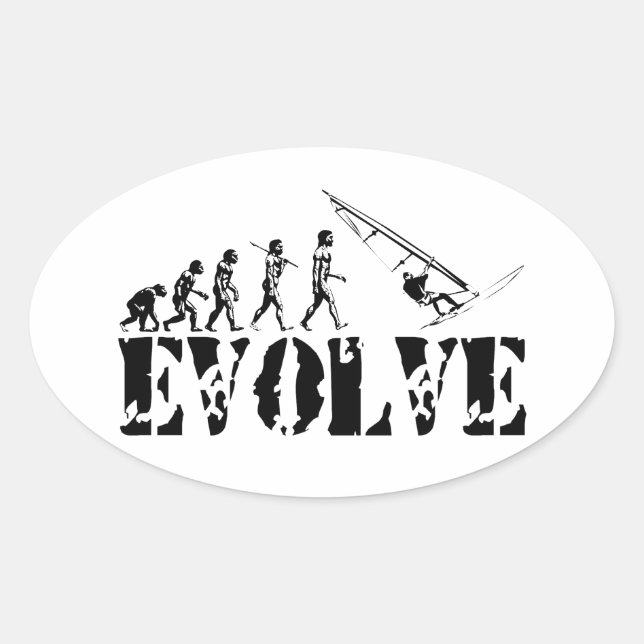 Windsurfing Windsurf Evolution Sport Art Oval Sticker (Front)