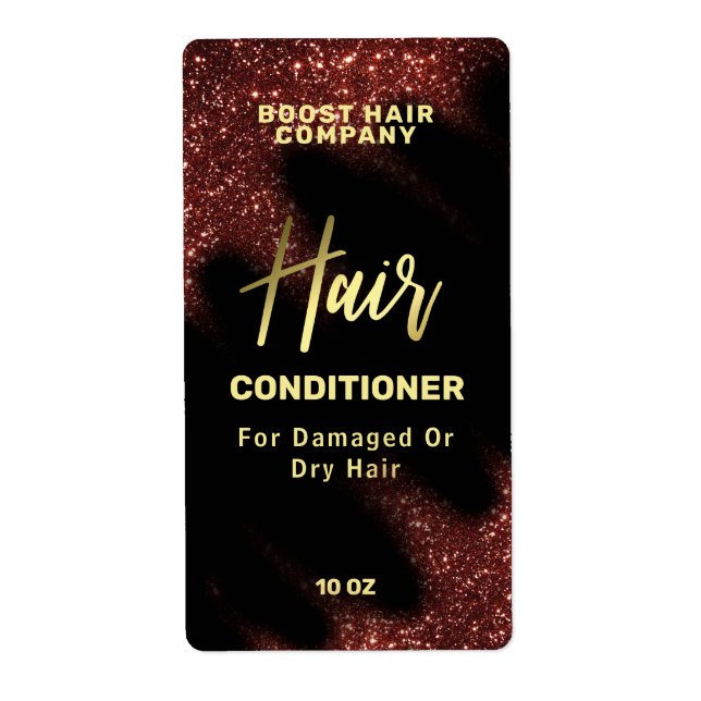 Windswept Glitter Black Hair Care Product Labels (Front)