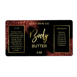 Windswept Glitter Red Black Gold Body Butter Label